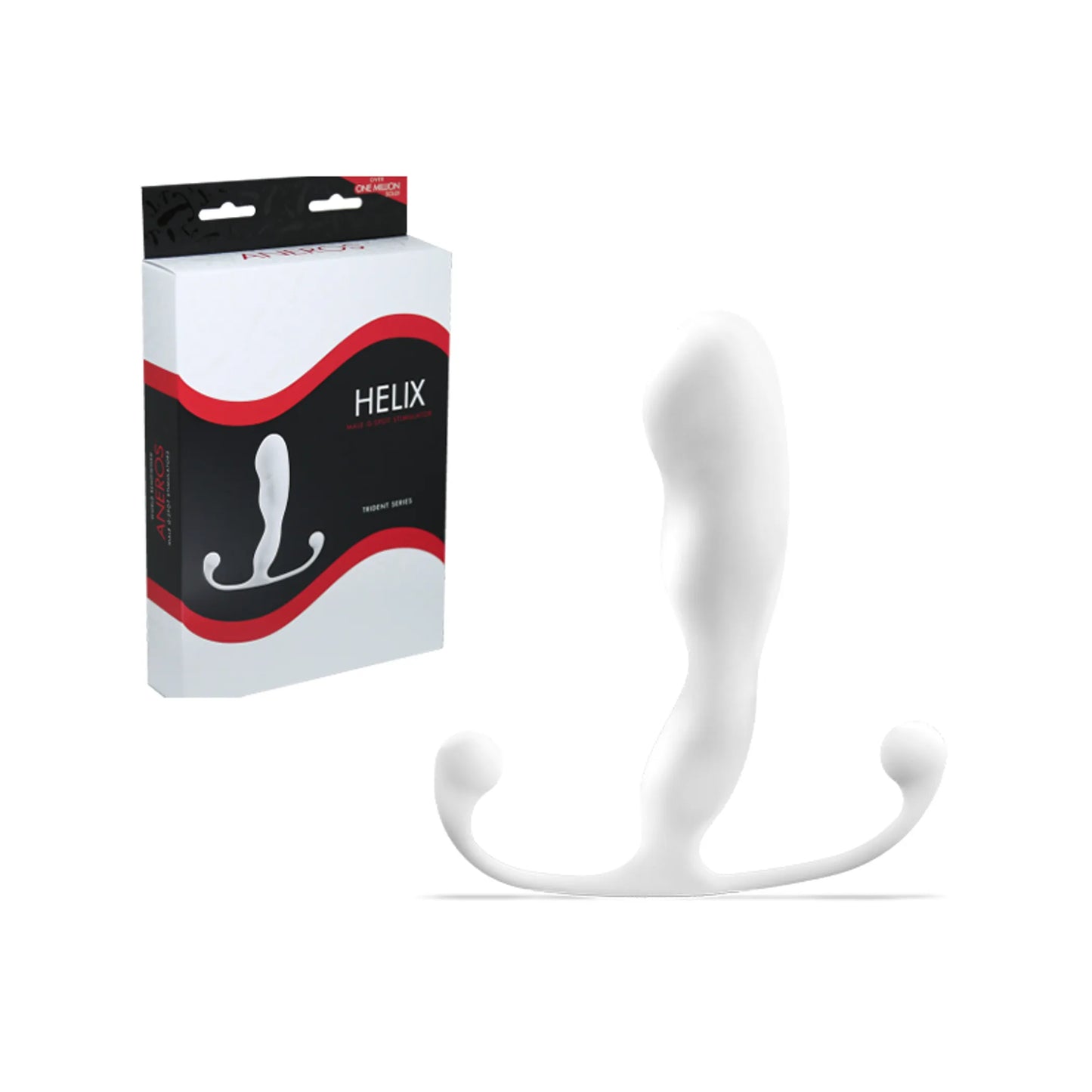 Aneros Helix Trident Prostate Massager in white, close-up detail view