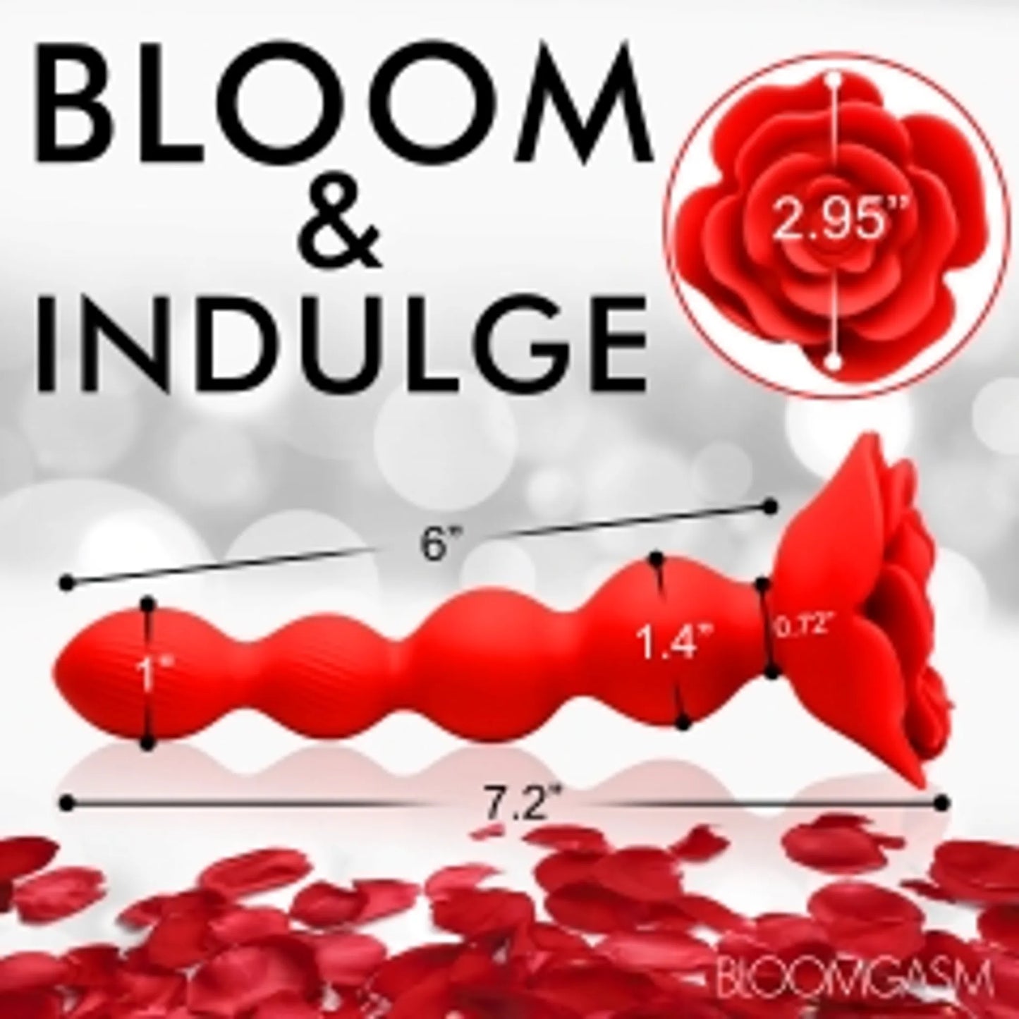 Bloomgasm Rose Twirl Vibrating & Rotating Anal Beads by XR Brands, additional angle view