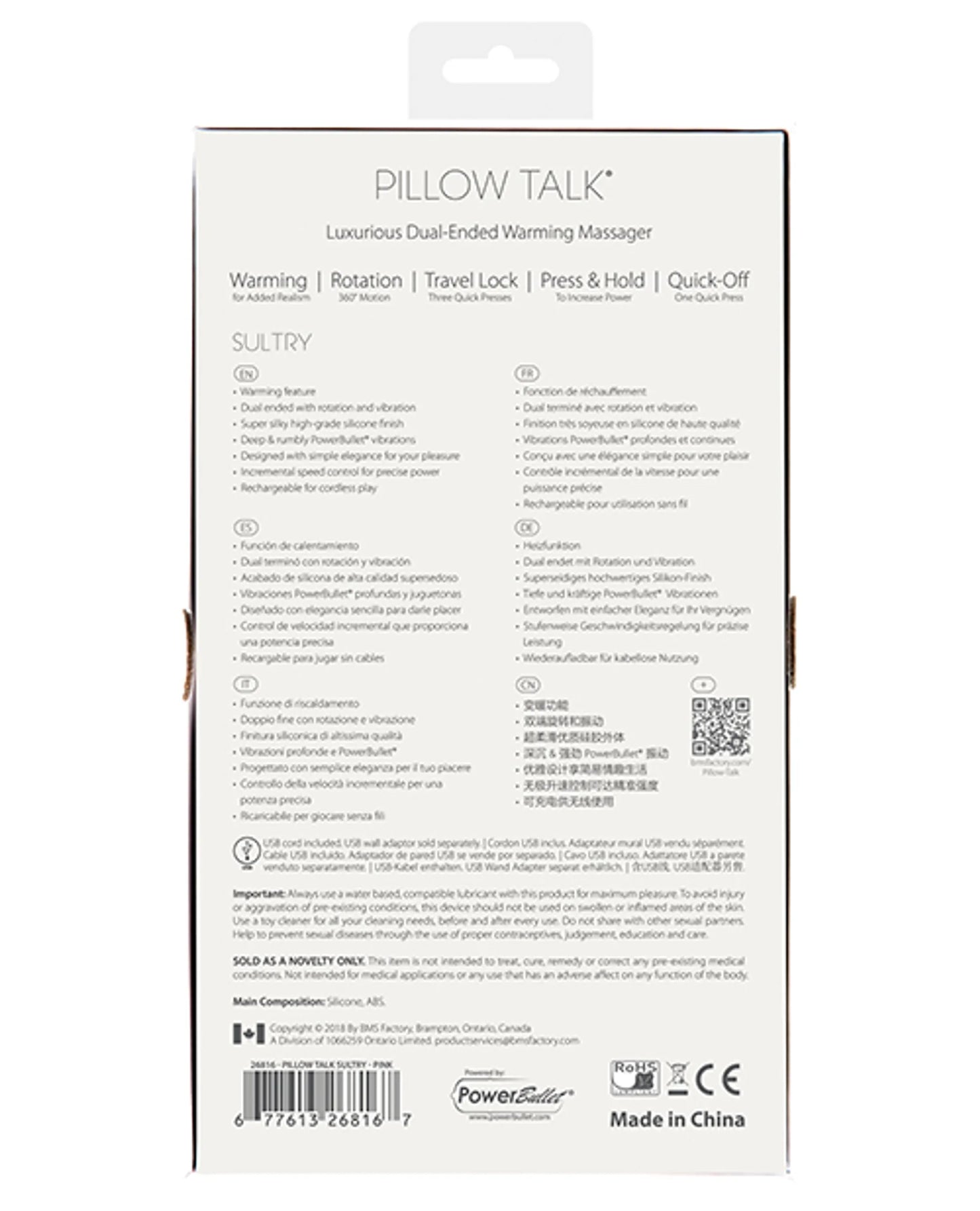 PILLOW TALK SULTRY ROTATING WAND PINK