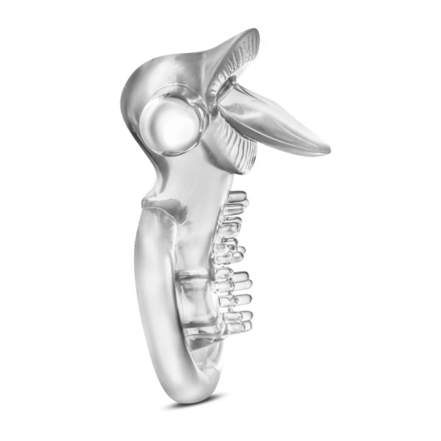 Blush Stay Hard vibrating tongue ring cock ring in clear, product photo