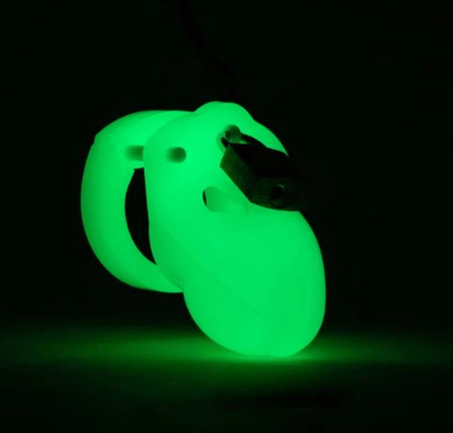 Mr. Stubb Glow-in-the-Dark Chastity Cage Kit by CB-X, close-up detail view
