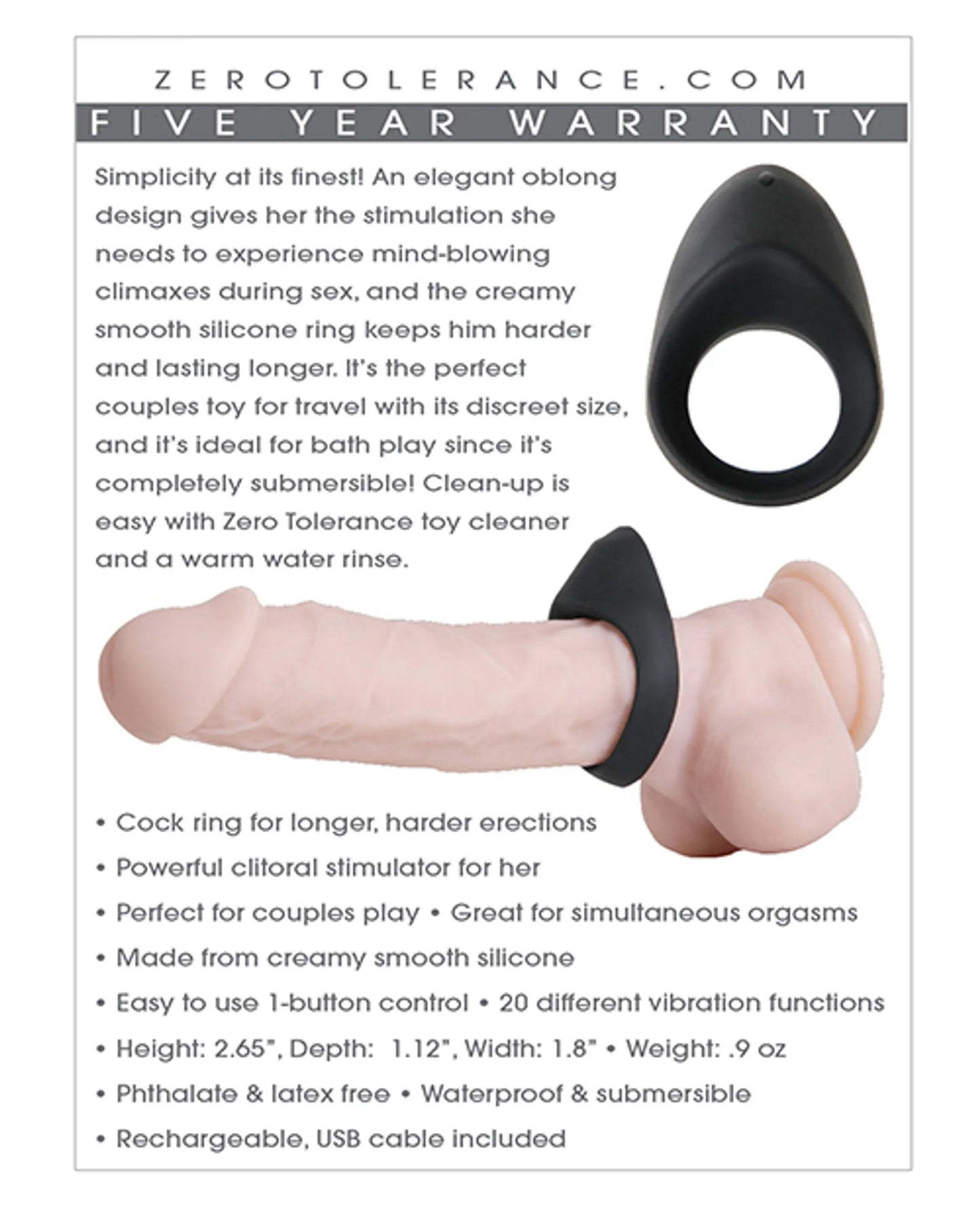 Zero Tolerance Night Rider Cock Ring, product photo
