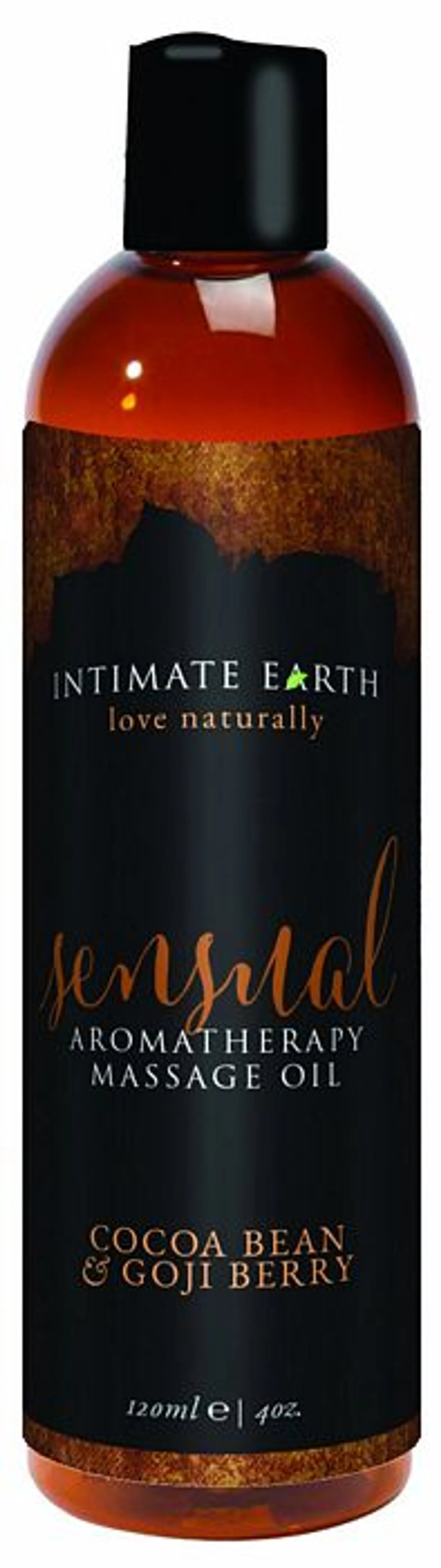 Intimate Earth Sensual Massage Oil, Cocoa Bean and Goji Berry, 4 oz, product photo