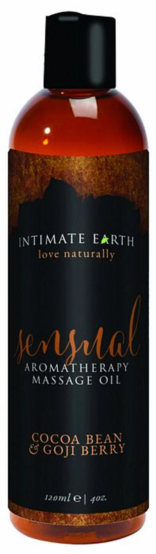 Intimate Earth Sensual Massage Oil, Cocoa Bean and Goji Berry, 4 oz, product photo