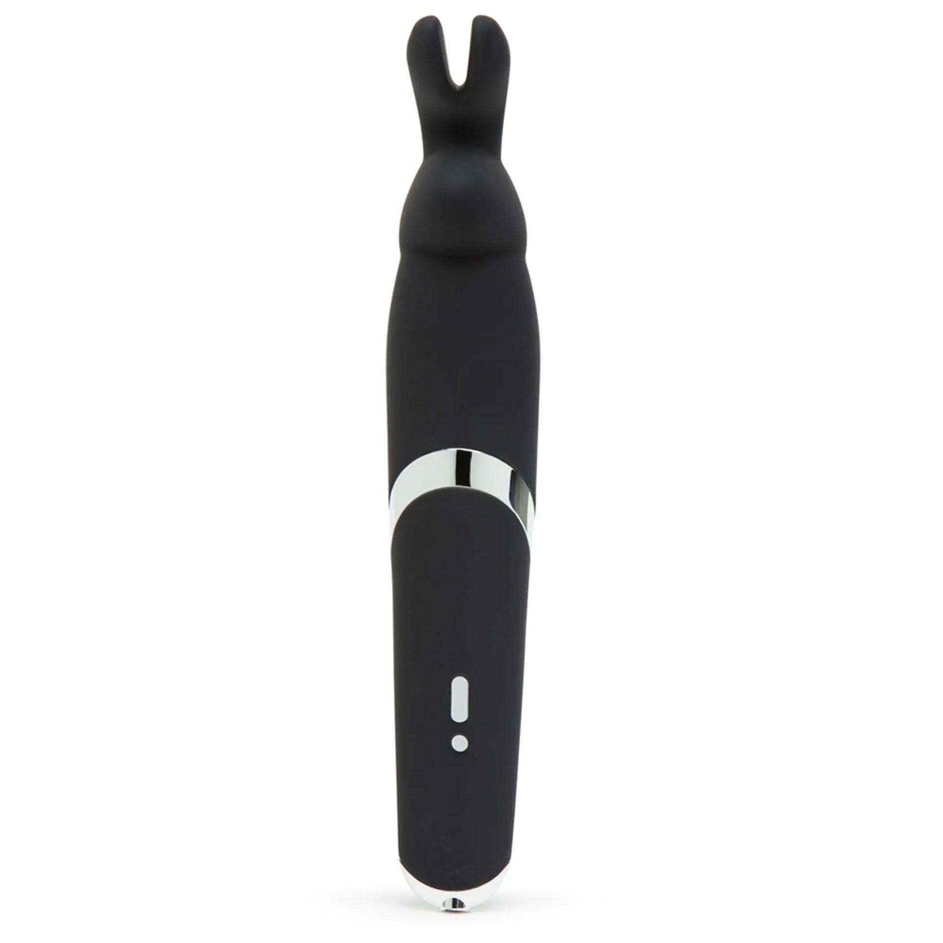 Happy Rabbit Rechargeable Wand Vibrator in black by Lovehoney, close-up detail view