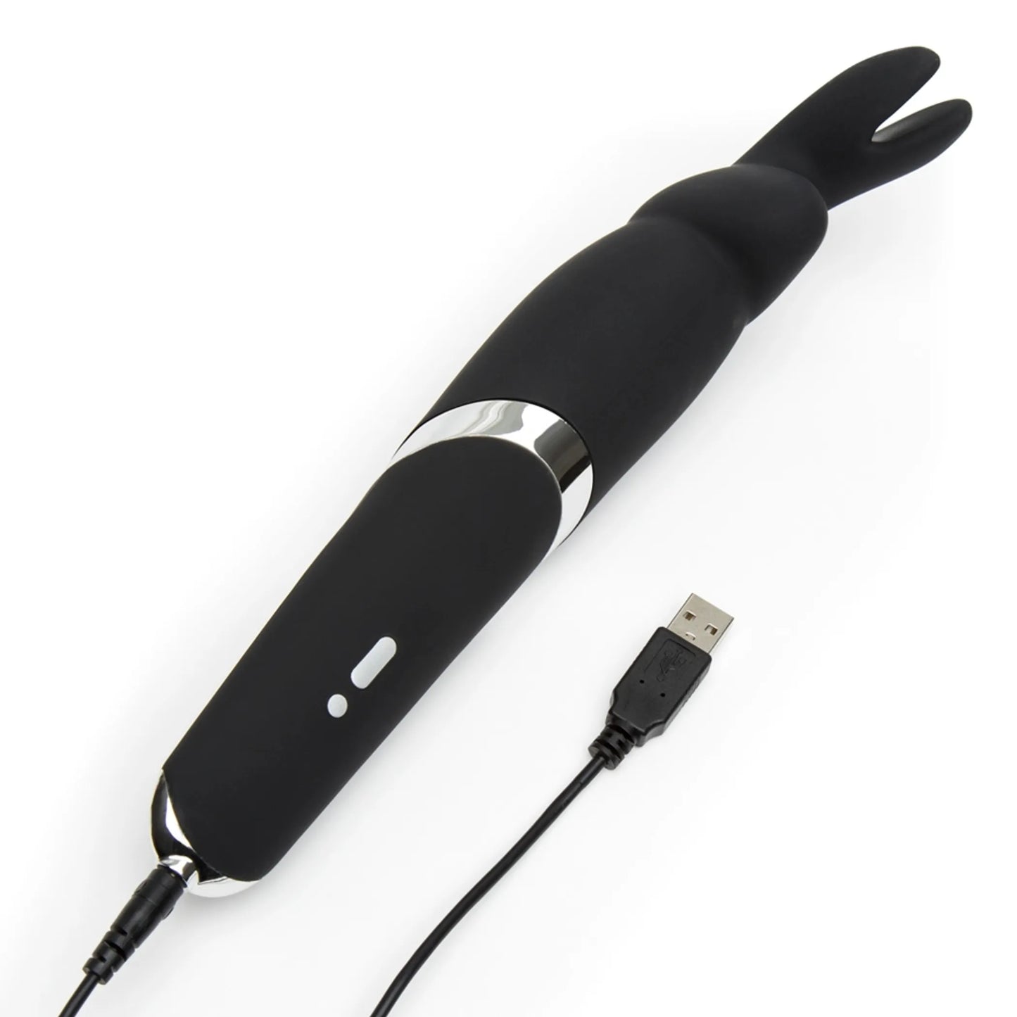 Happy Rabbit Rechargeable Wand Vibrator in black by Lovehoney, retail packaging