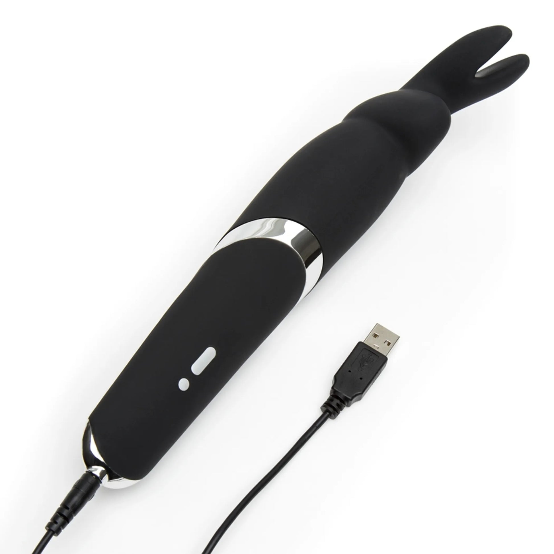 Happy Rabbit Rechargeable Wand Vibrator in black by Lovehoney, retail packaging