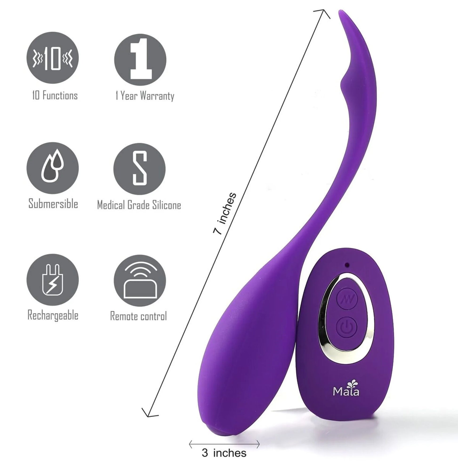 Maia Toys Syrene remote control luxury bullet vibrator, product photo