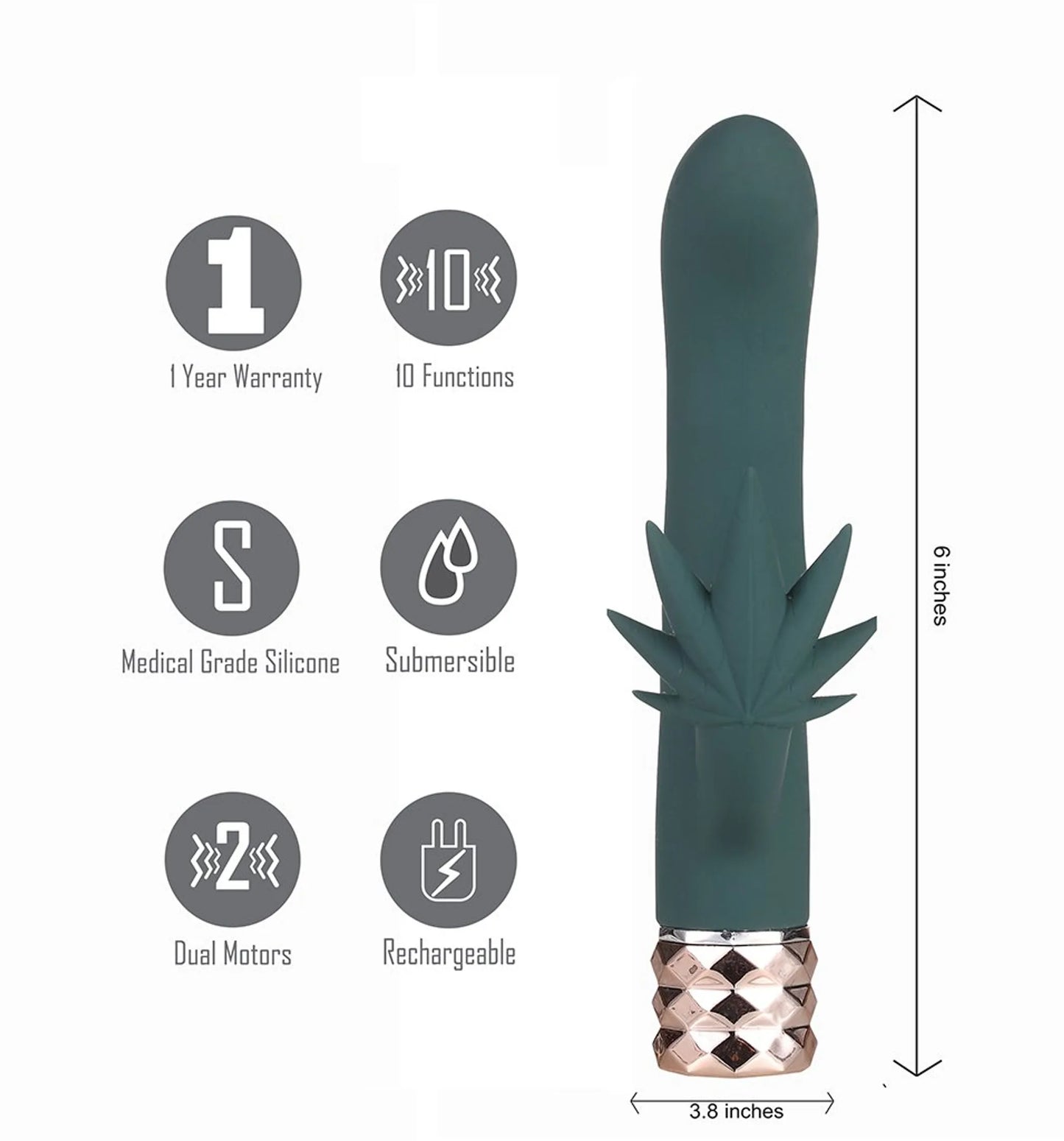 Kusha Rechargeable Silicone Cannabis Rabbit Vibrator by Maia Toys, product photo