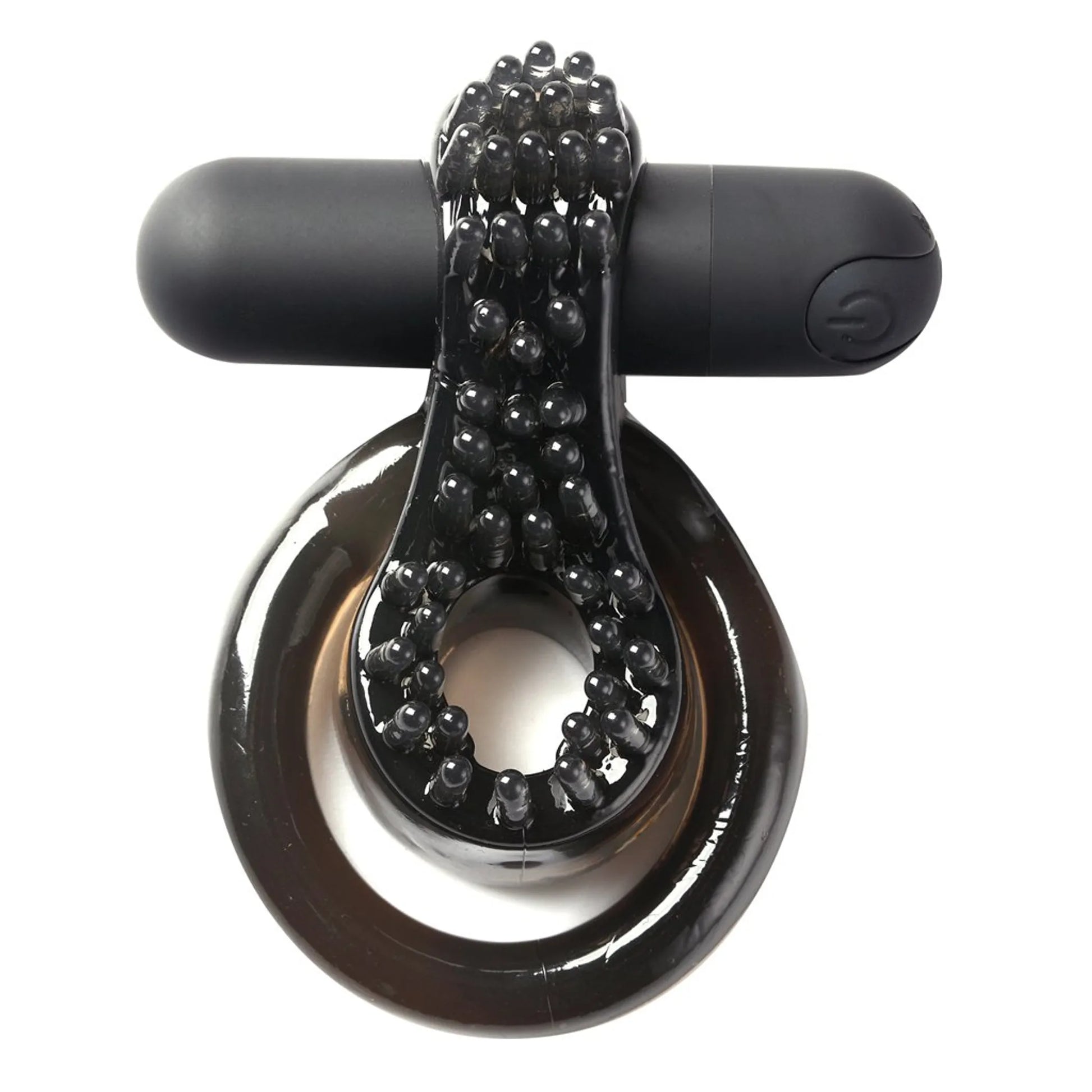 Jagger Rechargeable Vibrating Cock Ring with black sleeve by Maia Toys, alternate angle