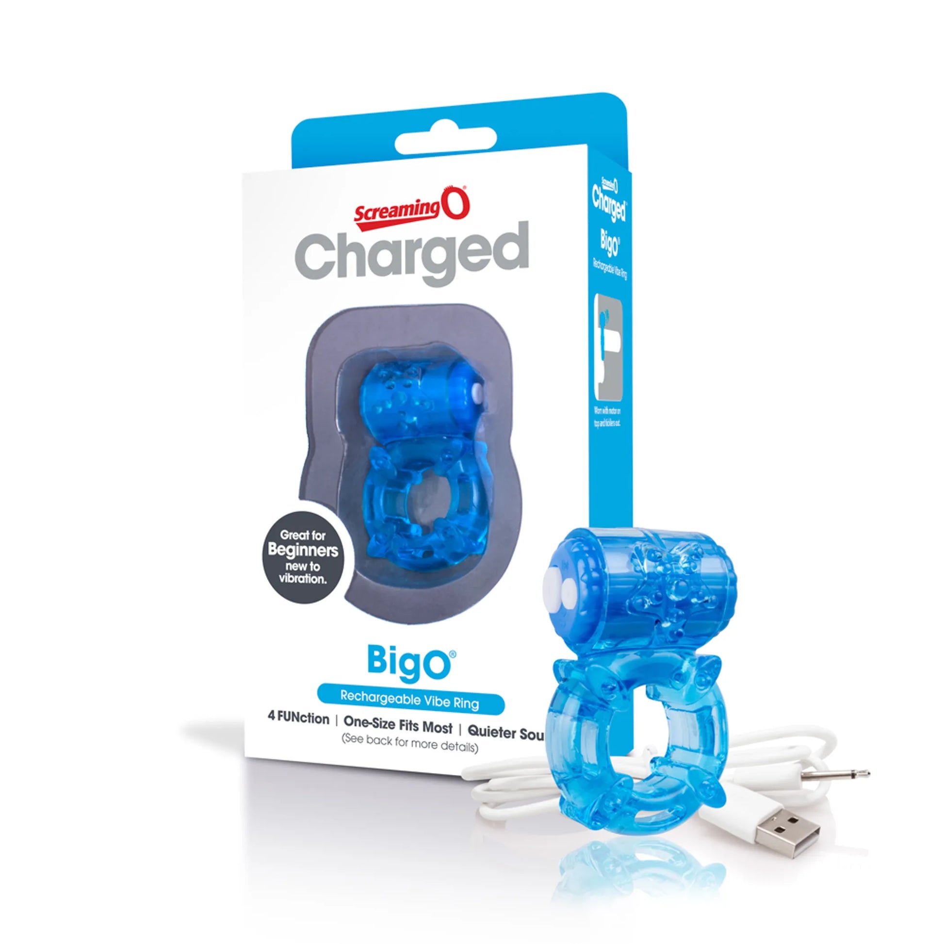 Screaming O Charged Big O rechargeable cock ring in blue, product photo
