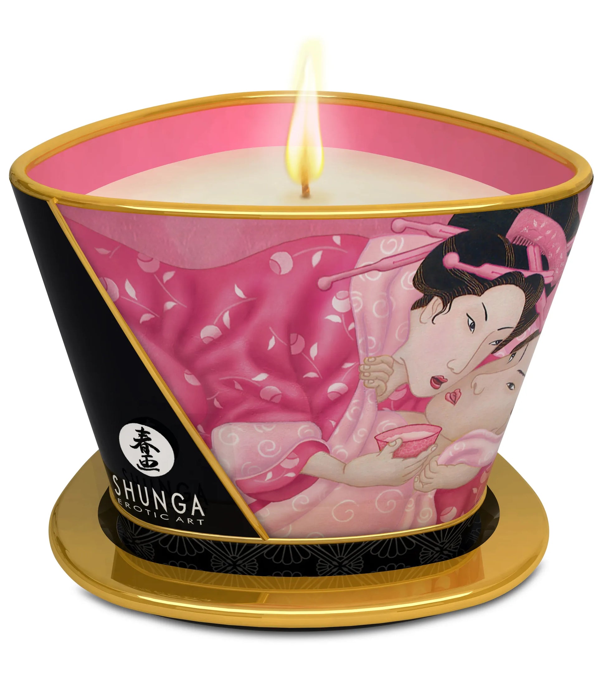 Shunga Aphrodisia rose massage candle, 5.7 oz tin, product photo