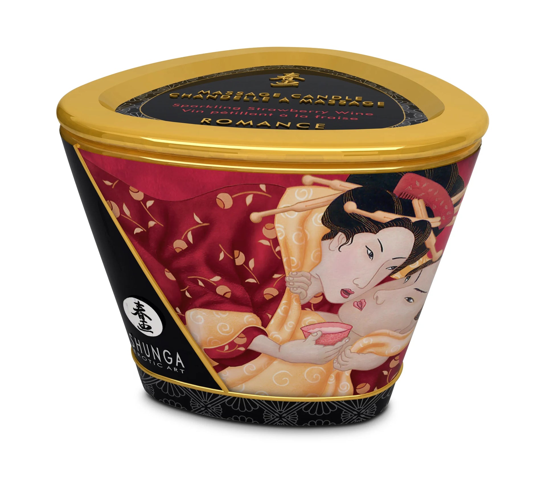 Shunga Romance Massage Candle, Sparkling Strawberry Wine scent, 5.7 oz, product photo
