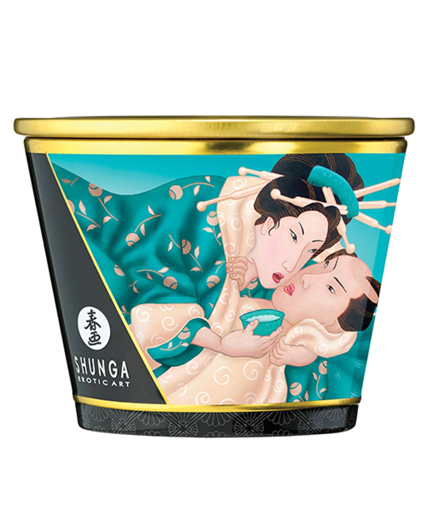 Shunga Island Blossoms Massage Candle, retail packaging