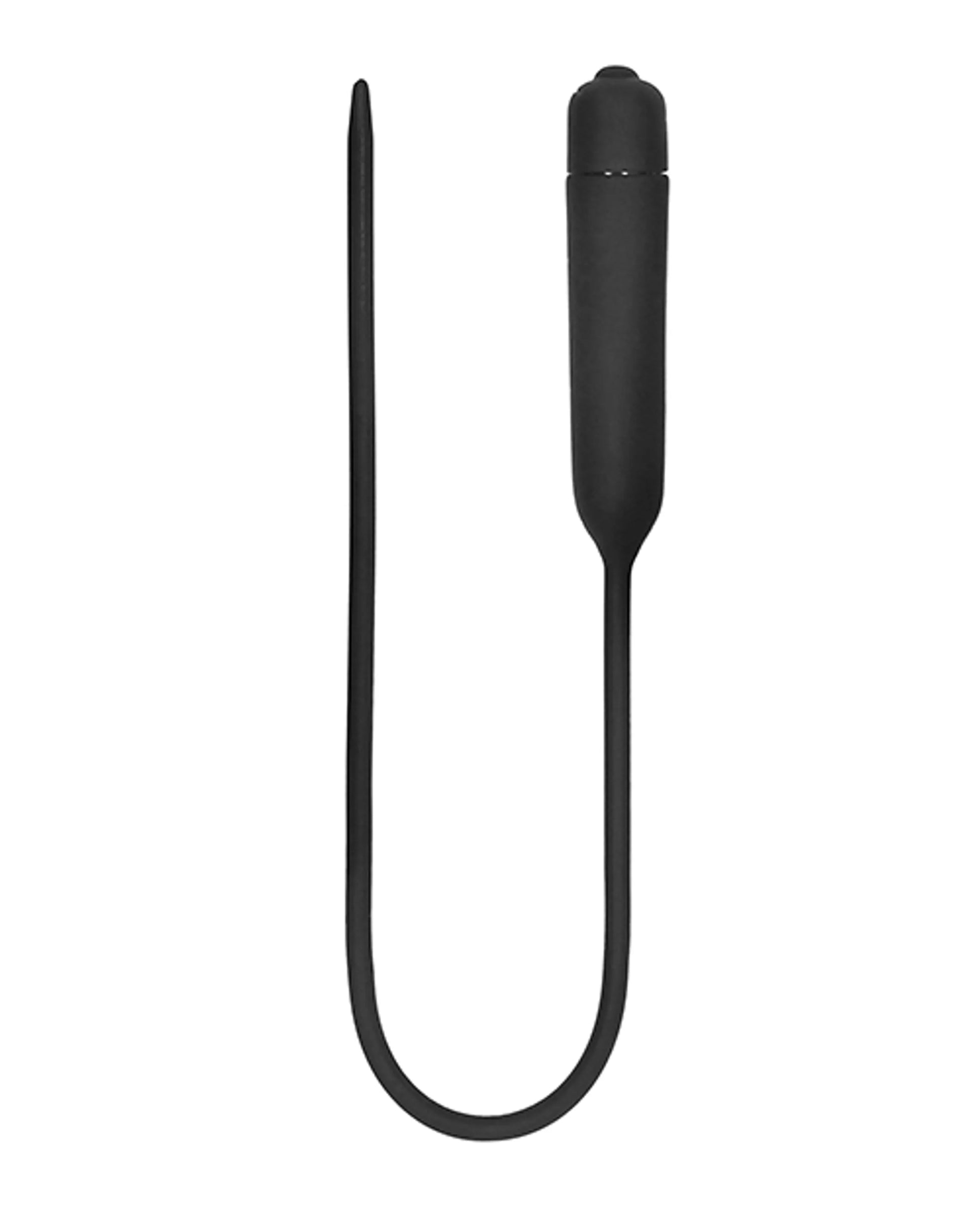 Ouch! Silicone Vibrating Urethral Sounding Plug in black, extra long, product photo