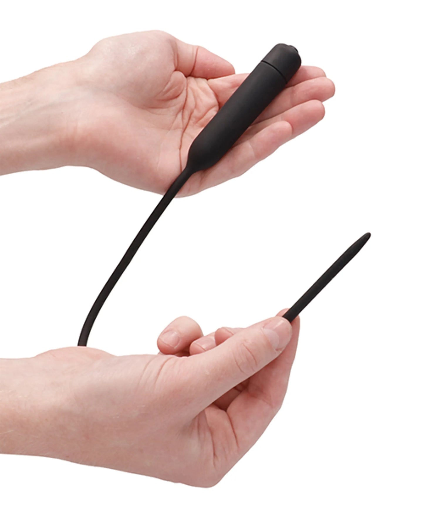 Ouch! Silicone Vibrating Urethral Sounding Plug in black, extra long, product photo