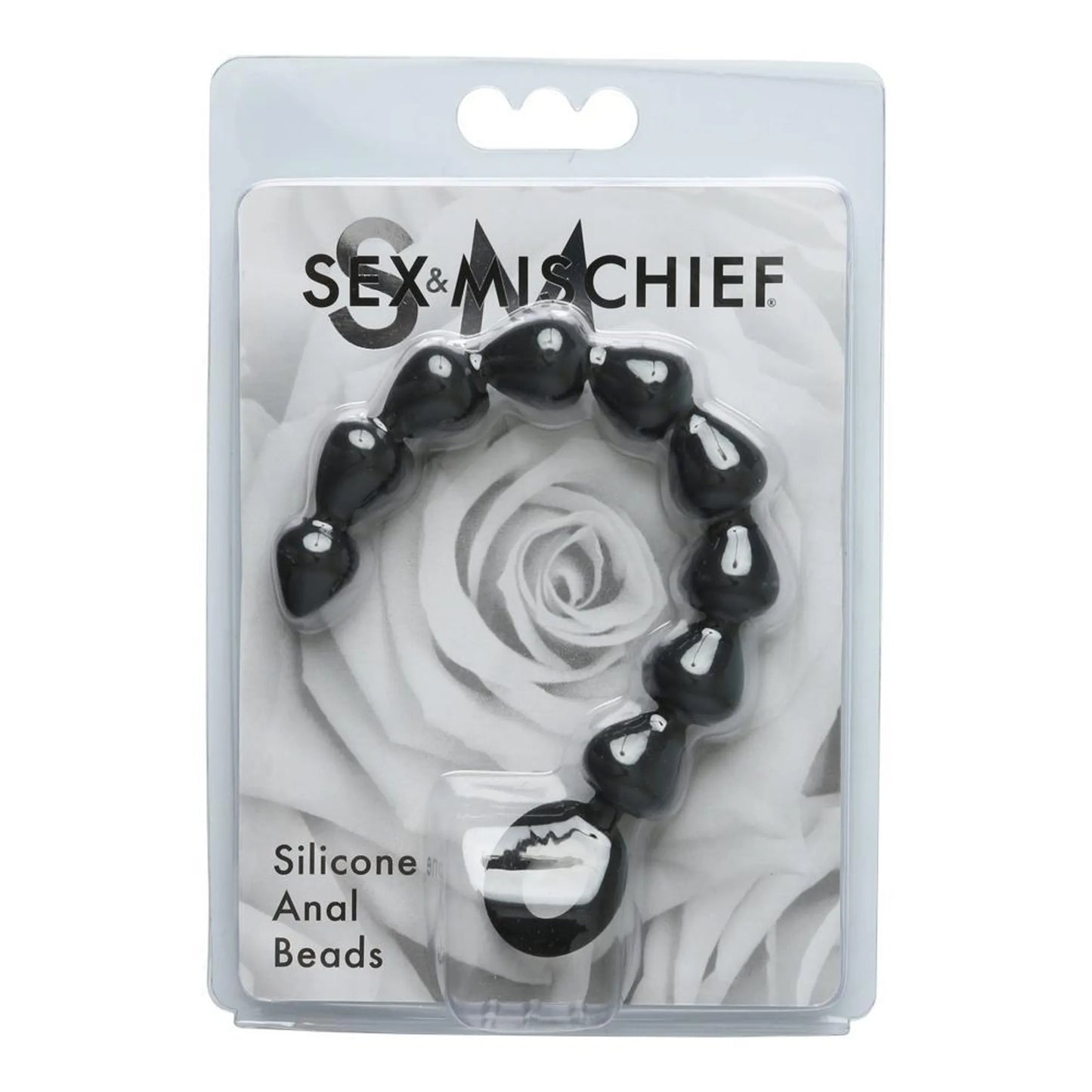 Sex & Mischief Black Silicone Anal Beads by Sportsheets, alternate angle