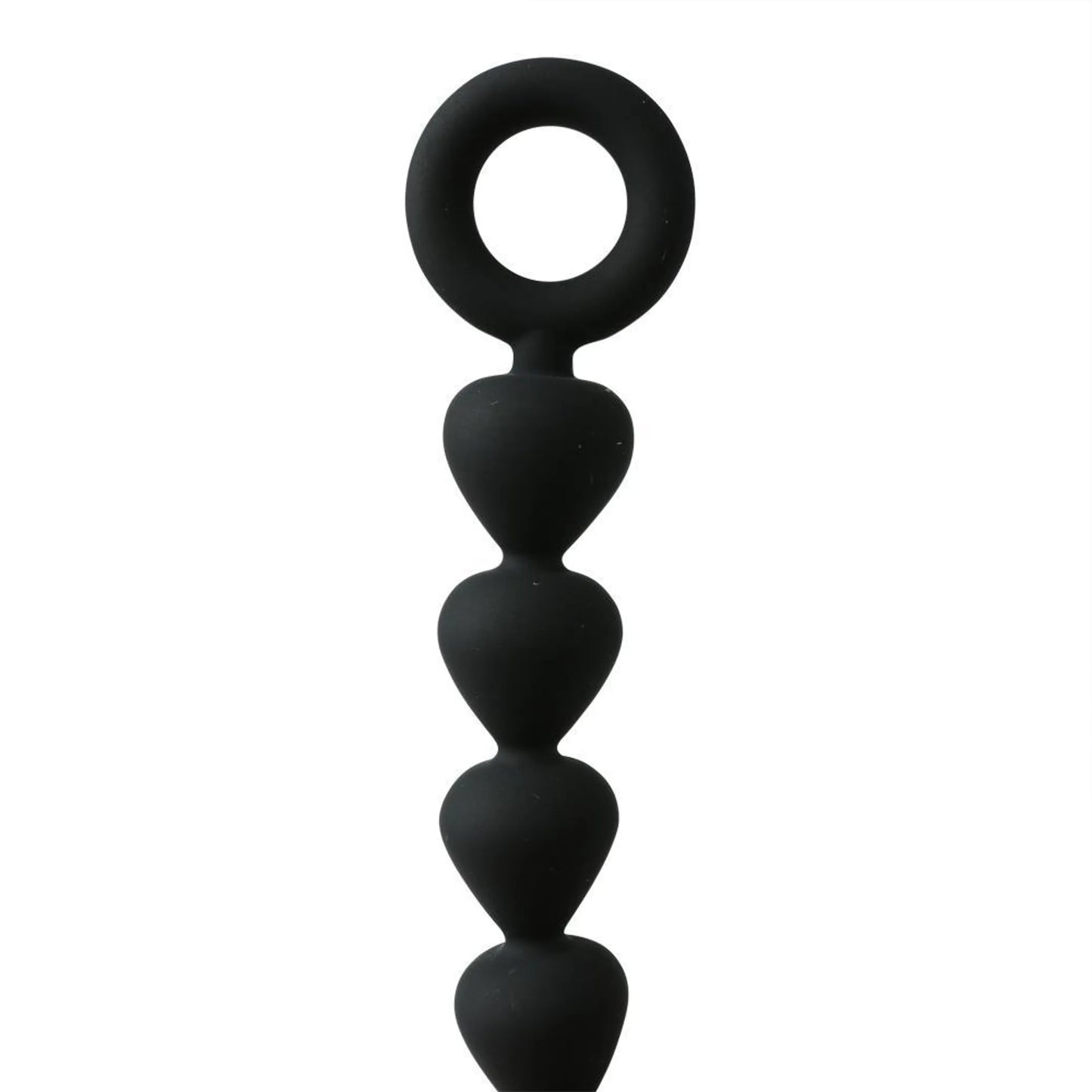Sex & Mischief Black Silicone Anal Beads by Sportsheets, retail packaging