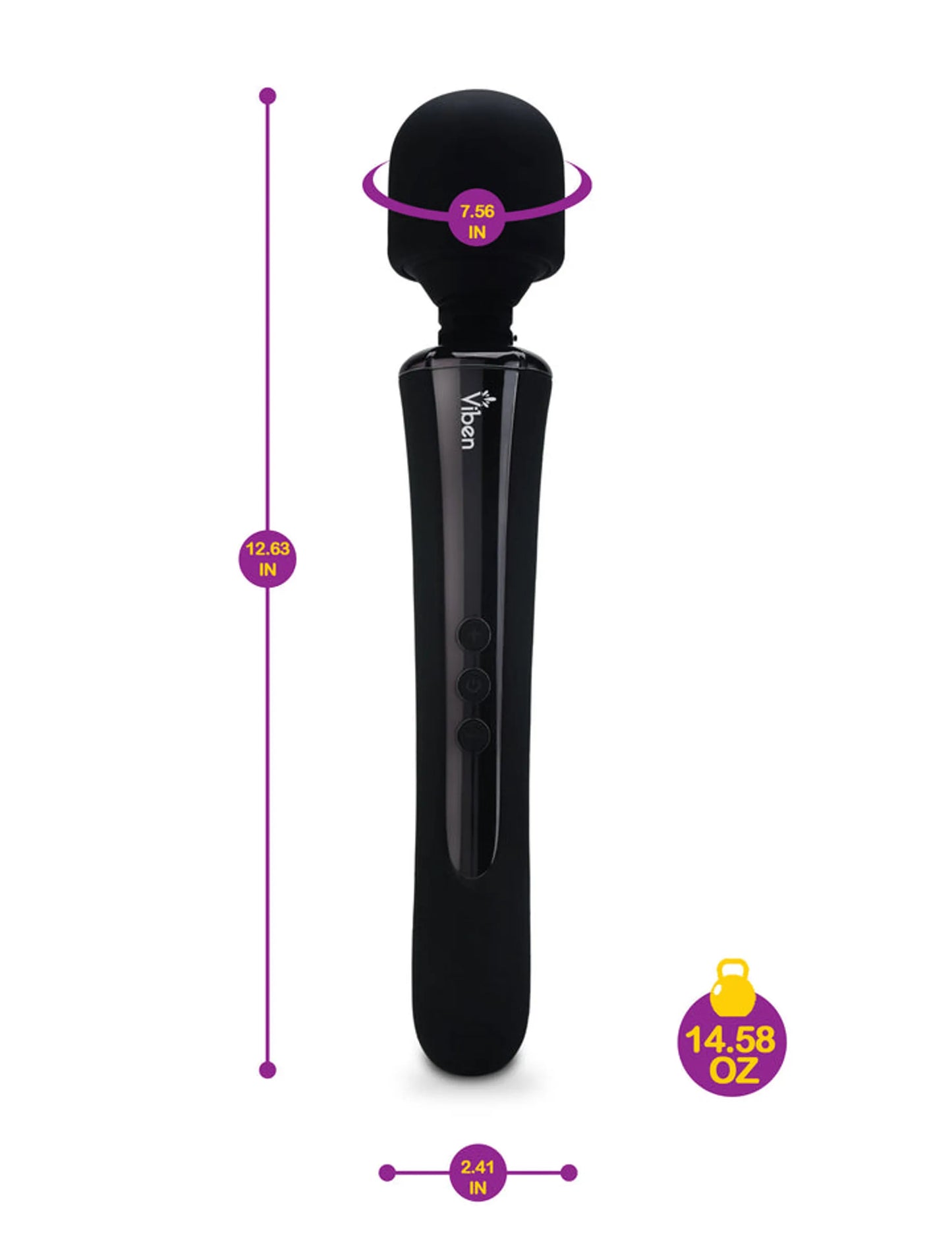 Viben Obsession Intense Large Wand Massager in black, retail packaging