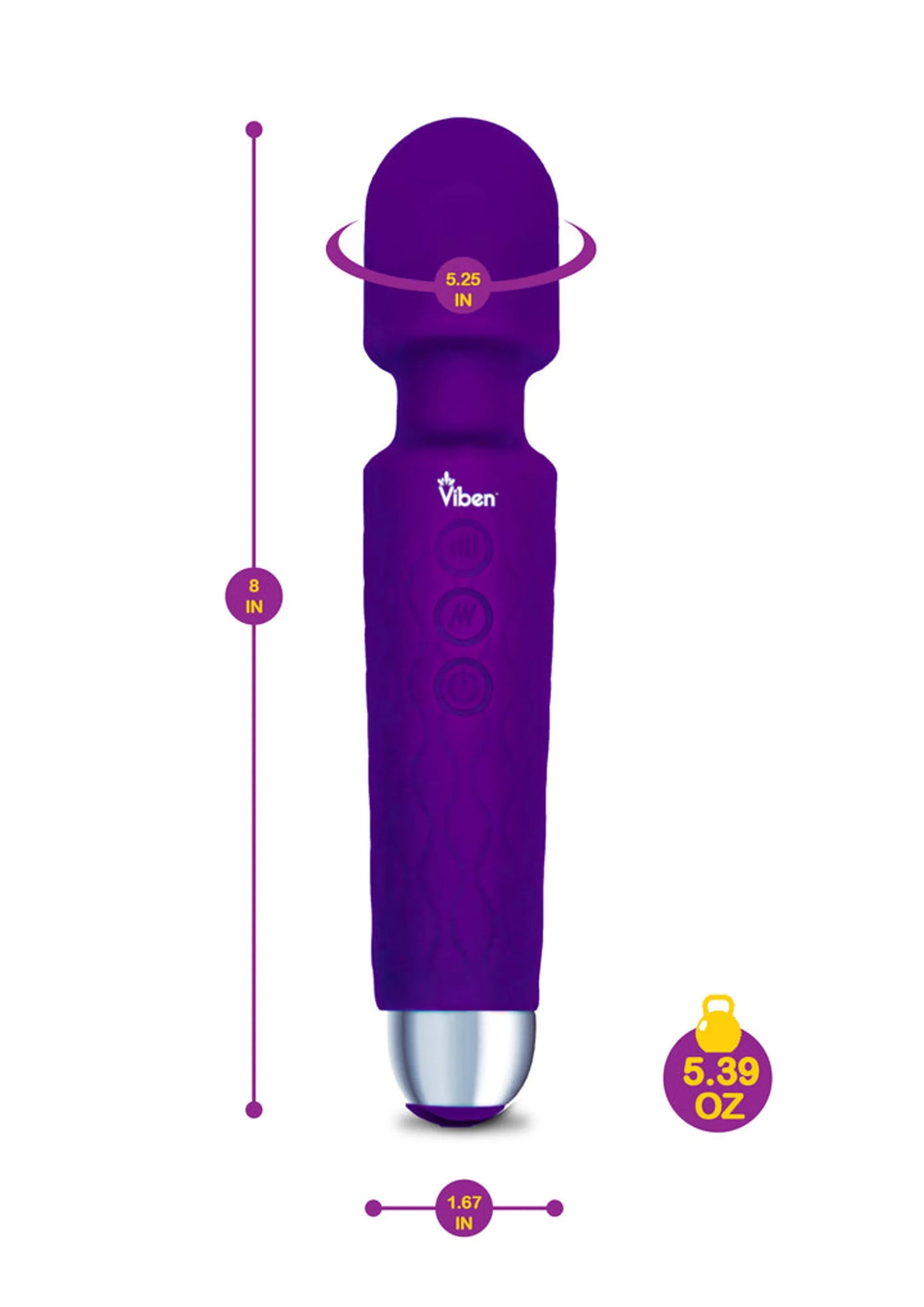 Viben Tempest Intense Wand Massager in violet, additional angle view