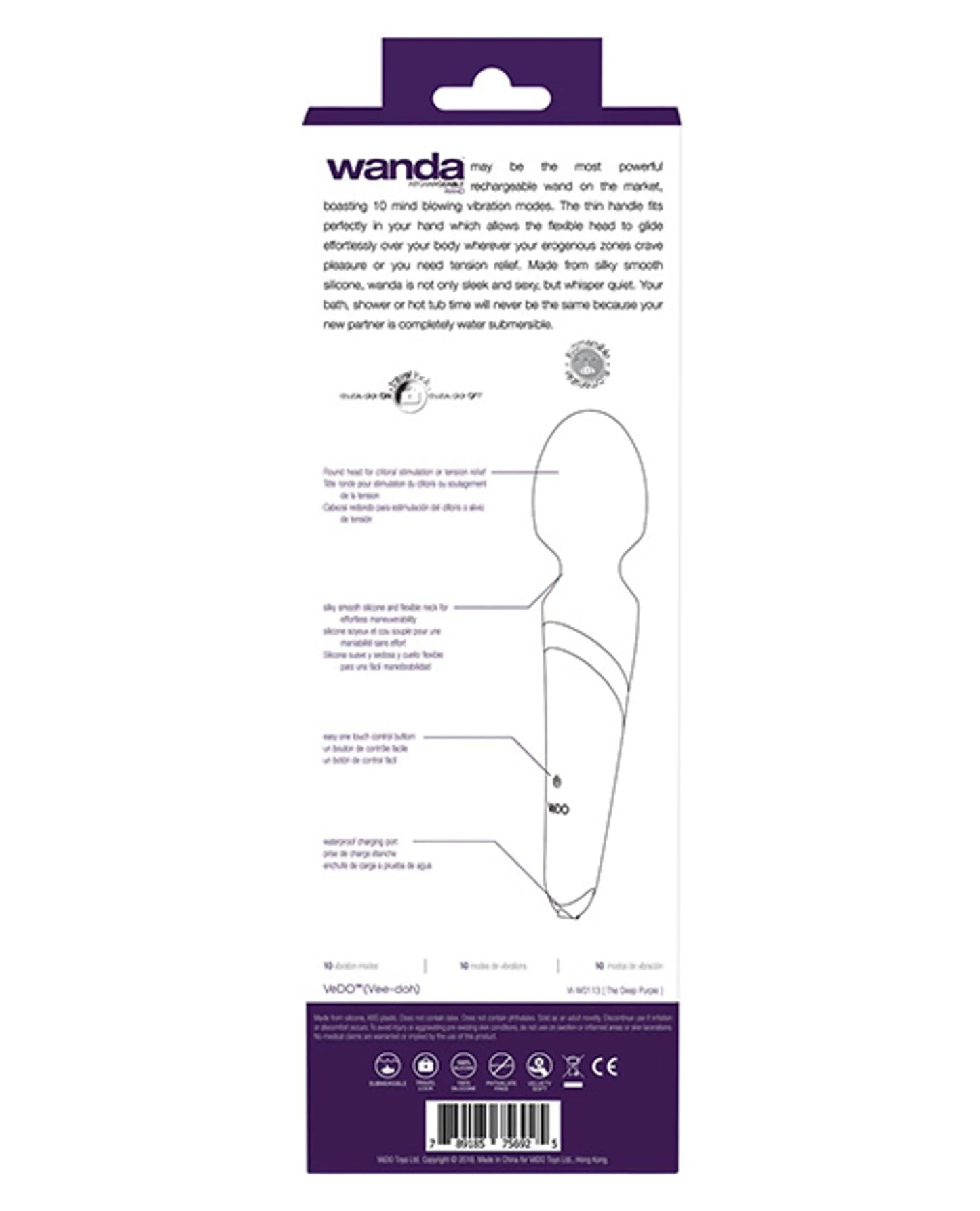 Vedo Wanda Rechargeable Wand Vibe in Deep Purple, product photo