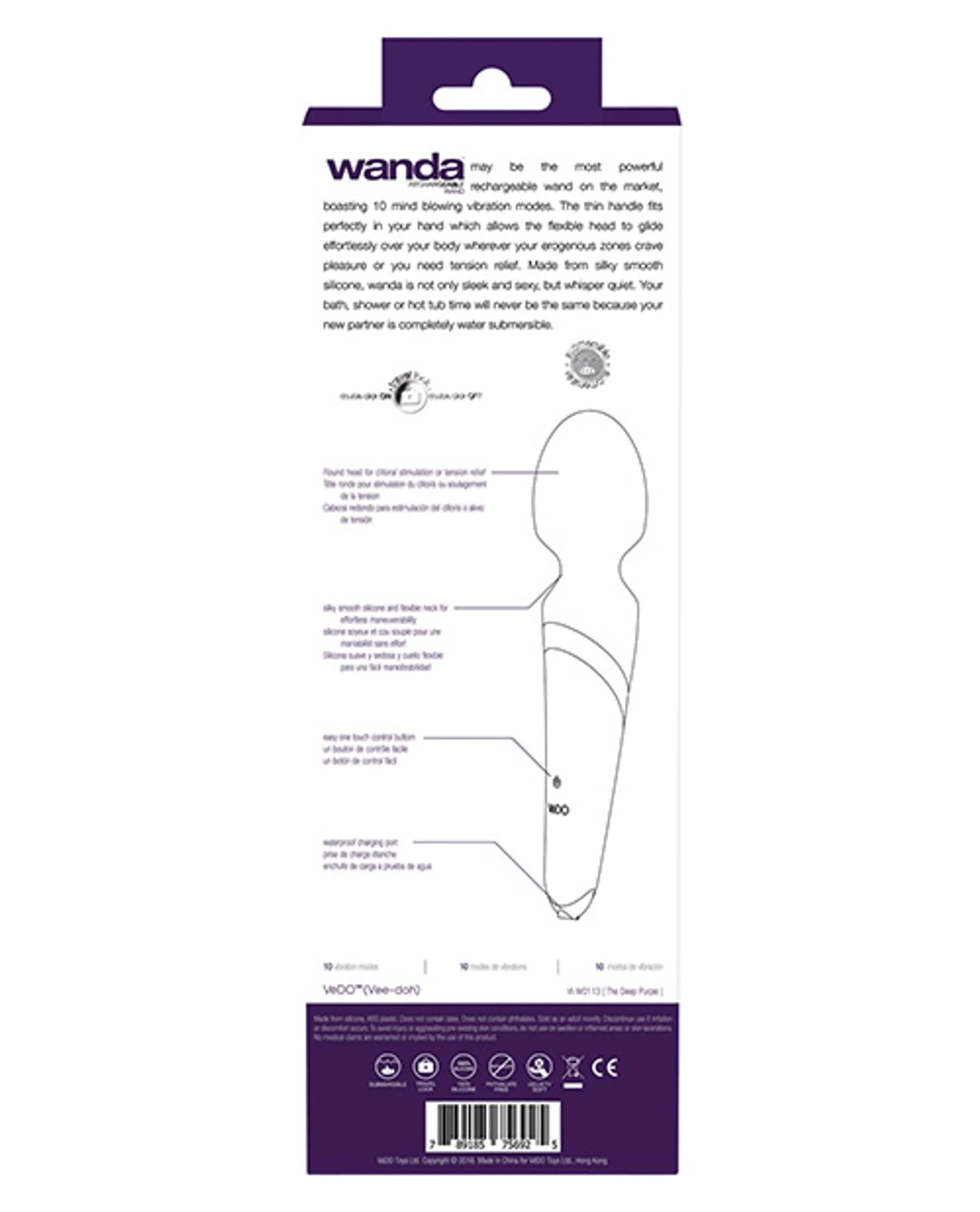 Vedo Wanda Rechargeable Wand Vibe in Deep Purple, product photo