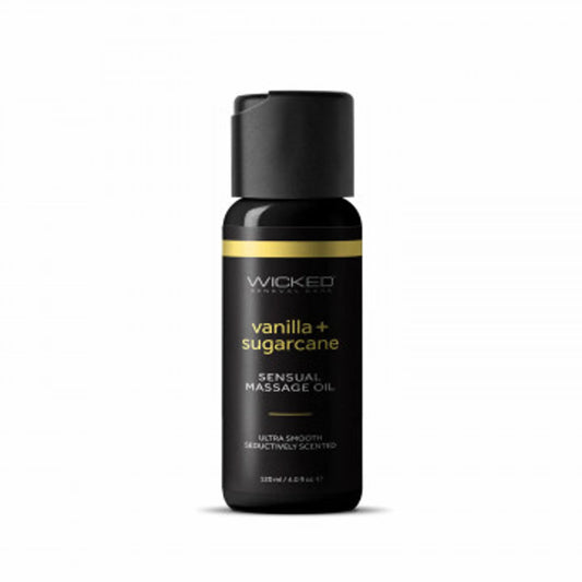 Wicked Vanilla and Sugarcane sensual massage oil, 4 oz bottle, product photo