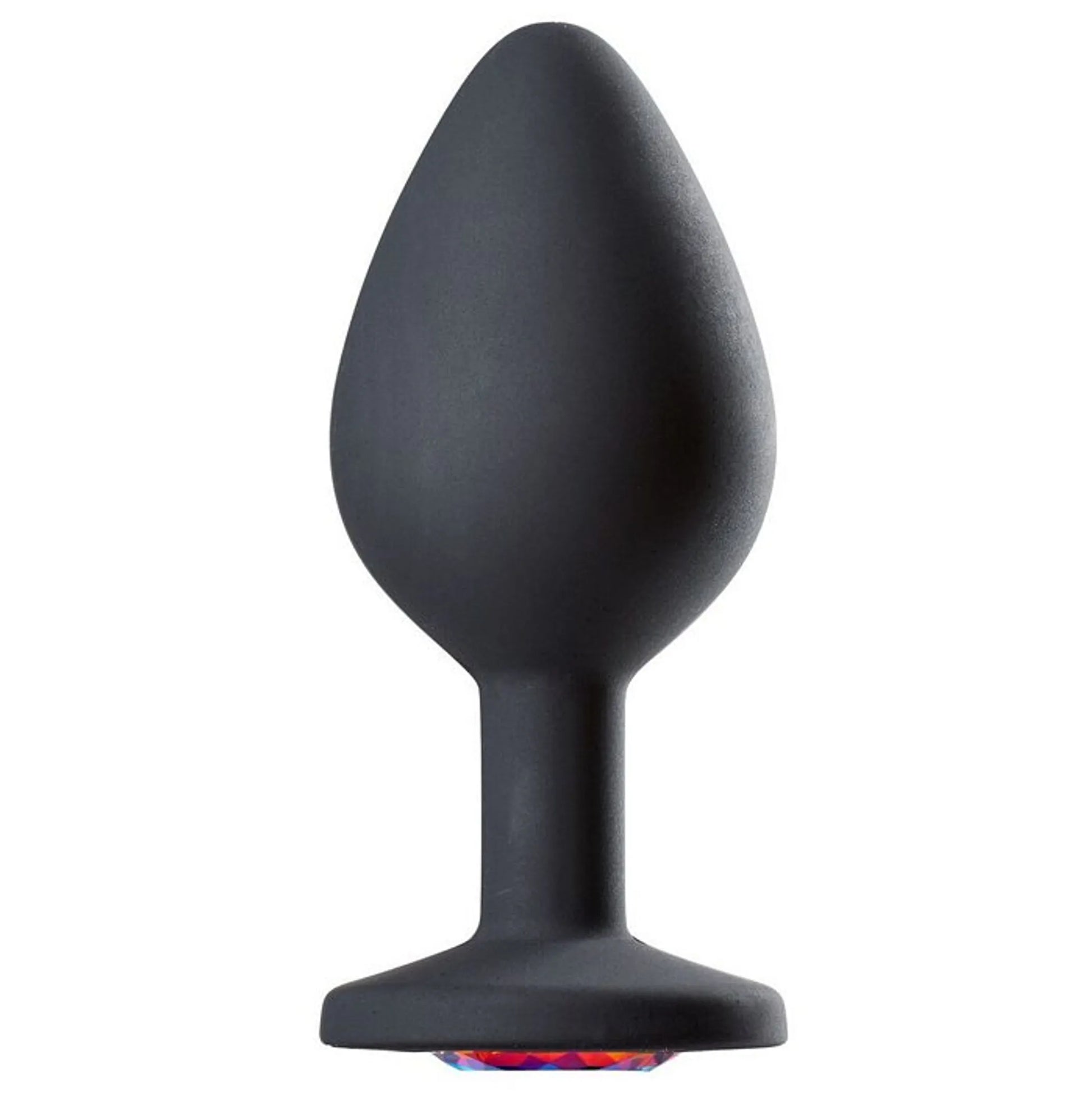 Cloud 9 Gems black silicone anal plug, medium, with gem base, product photo