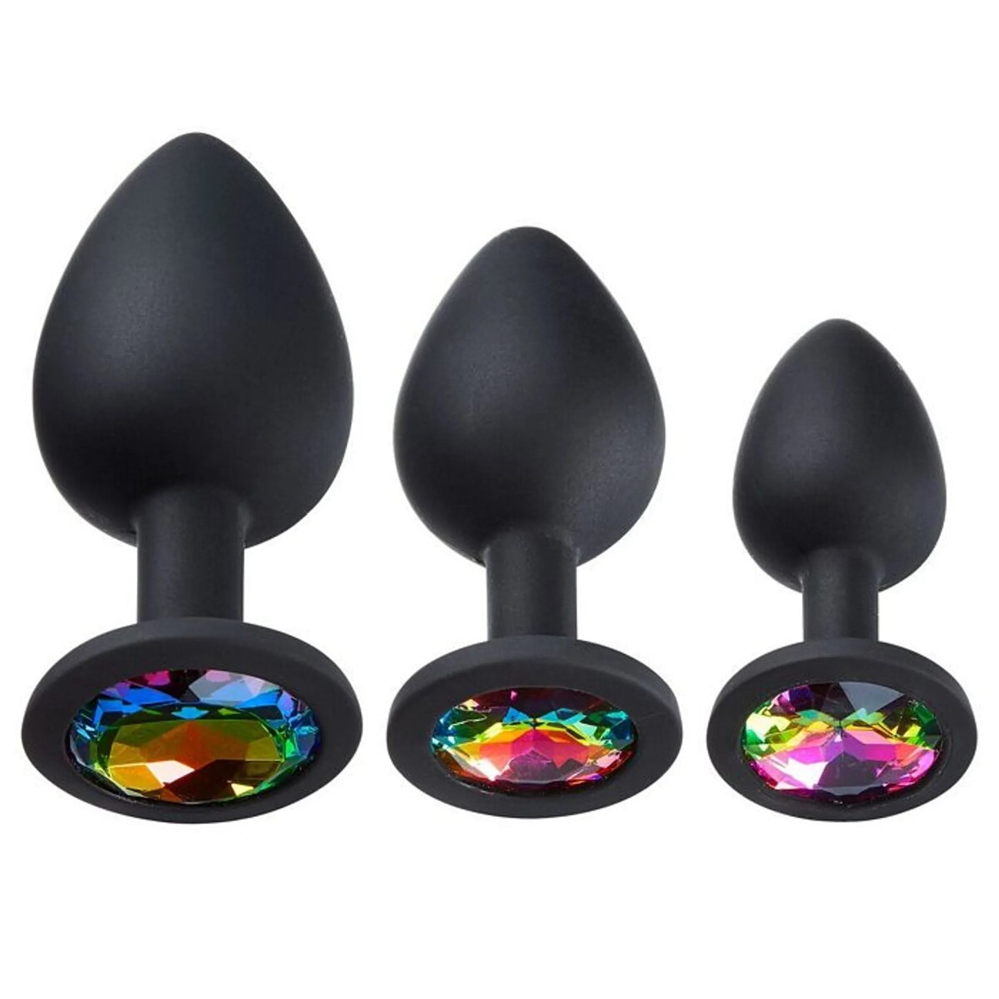 Cloud 9 Gems Black Silicone Anal Plug Training Kit, product photo