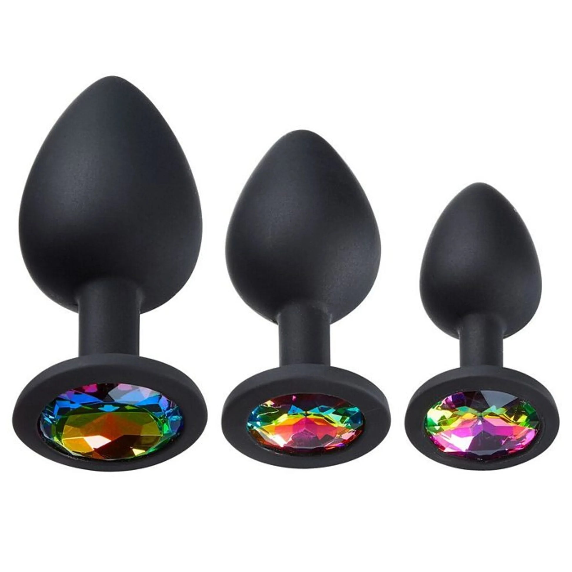 Cloud 9 Gems Black Silicone Anal Plug Training Kit, product photo