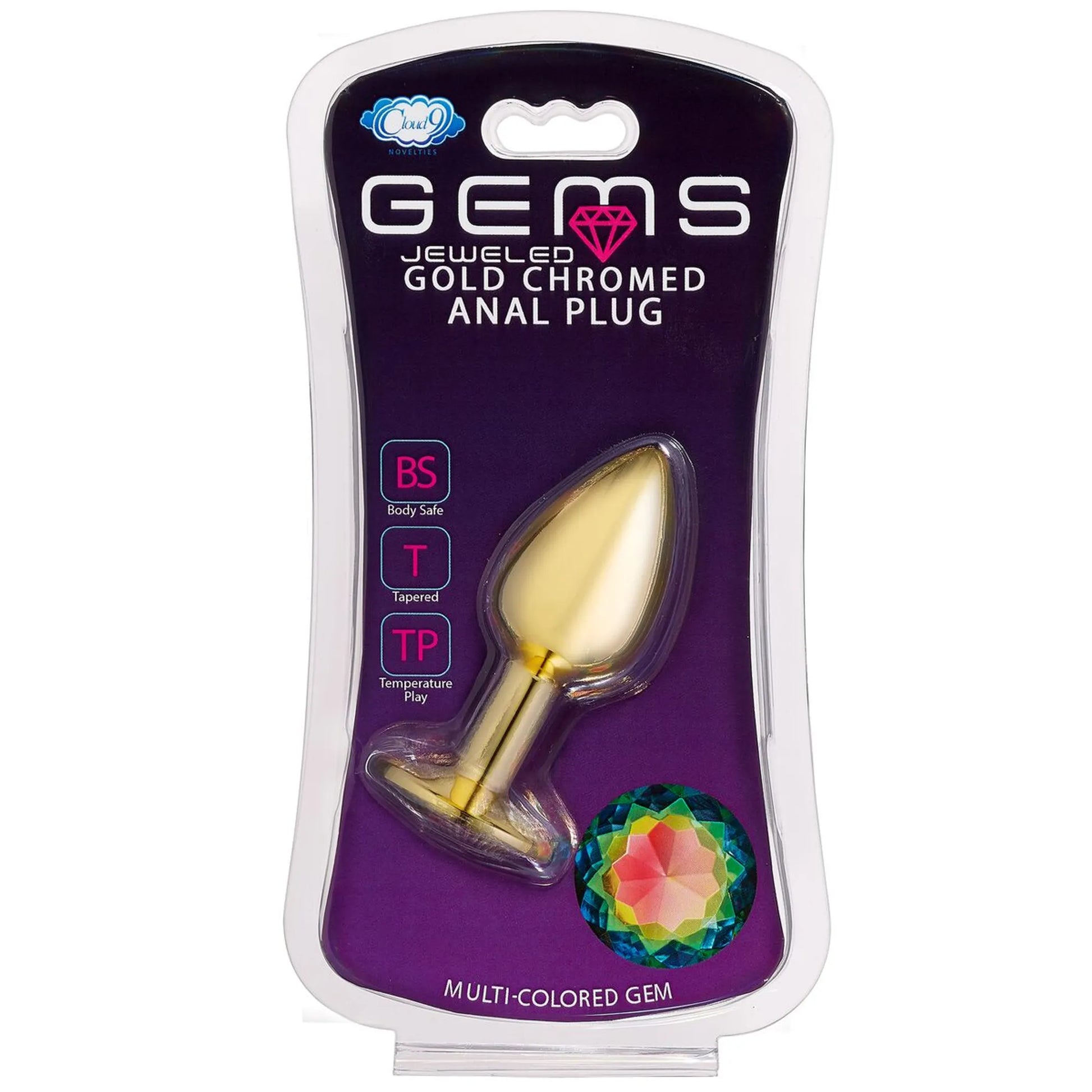 Cloud 9 Gems Gold Anal Plug, small, product photo