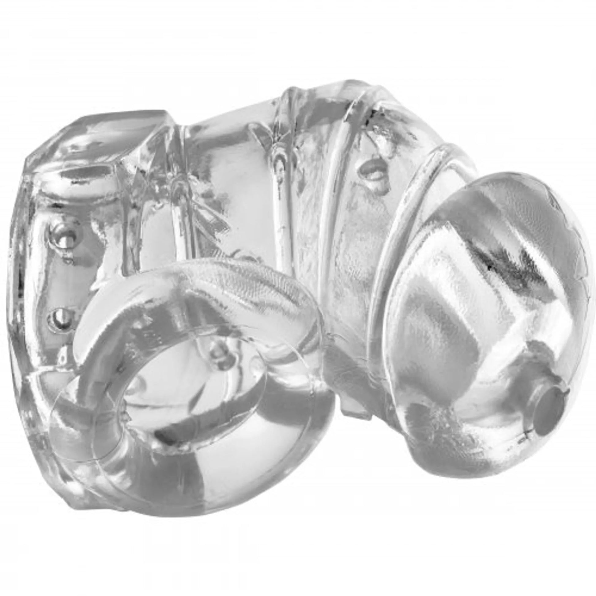 Master Series Detained 2.0 Restrictive Chastity Cage with nubs, close-up detail view