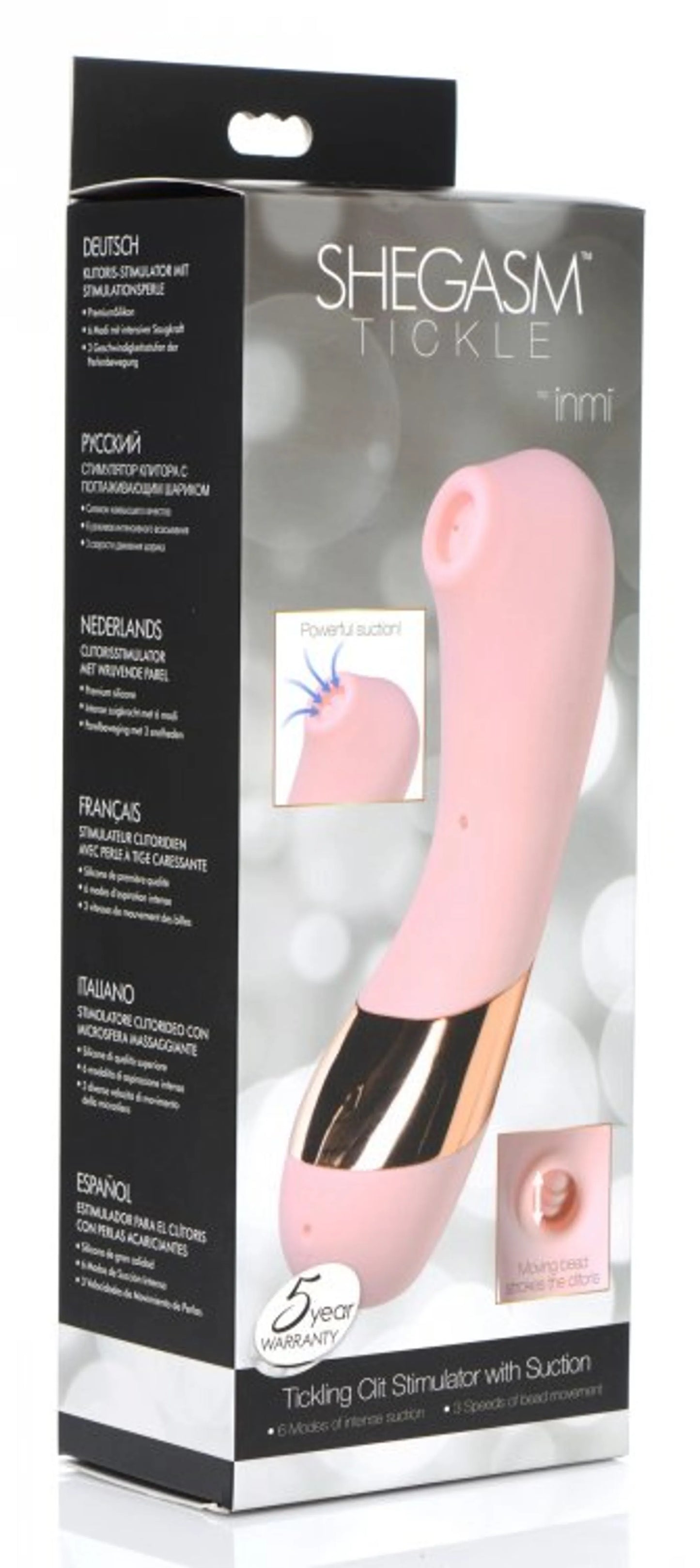 Inmi Shegasm Tickling Clit Stimulator with suction by XR Brands, additional angle view