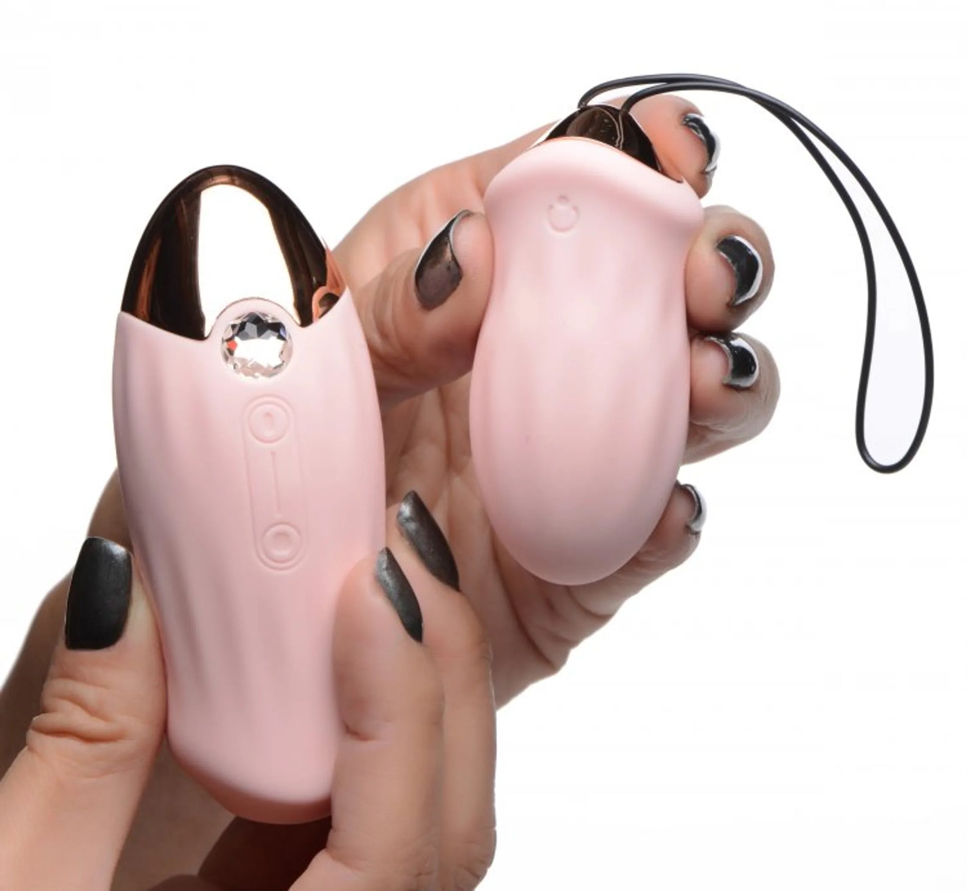 Inmi Shegasm Tandem Teaser clitoral stimulator and egg by XR Brands, close-up detail view