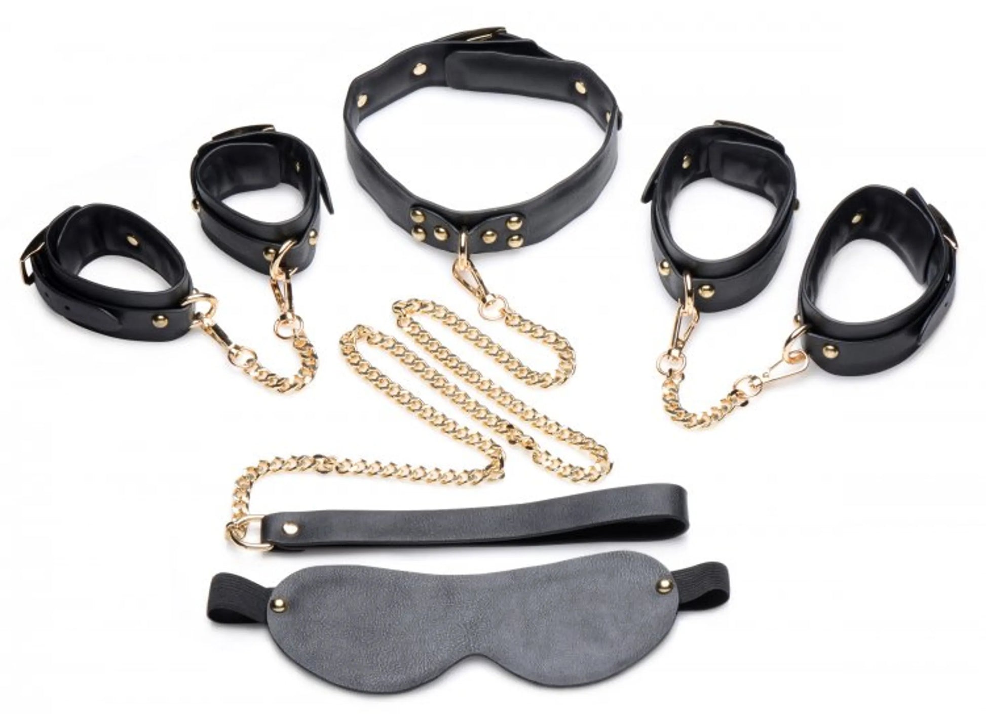 Master Series black and gold bondage set by XR Brands, product photo