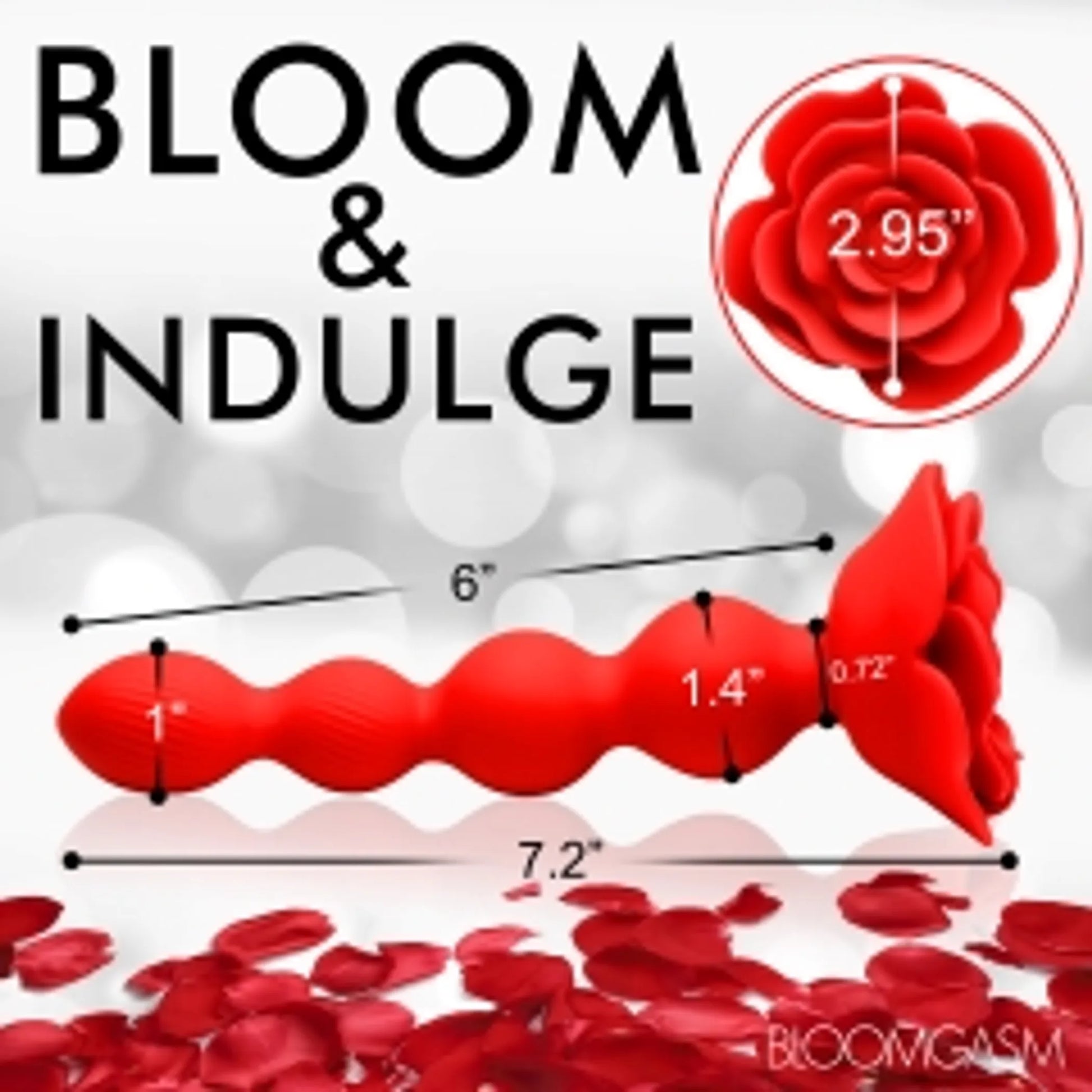 Bloomgasm Rose Twirl Vibrating & Rotating Anal Beads by XR Brands, additional angle view